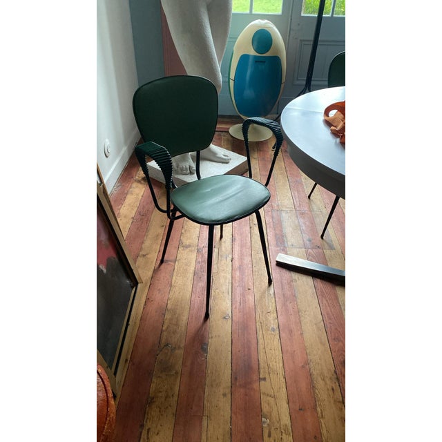1950s Vintage Green Chairs by Jacques Hitier, 1960, Set of 4 For Sale - Image 5 of 9