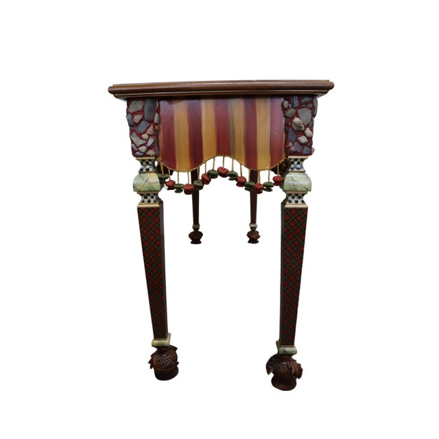Shabby Chic Hand Painted MacKenzie-Childs Rock Collection Courtly Check Accent Table For Sale - Image 3 of 14