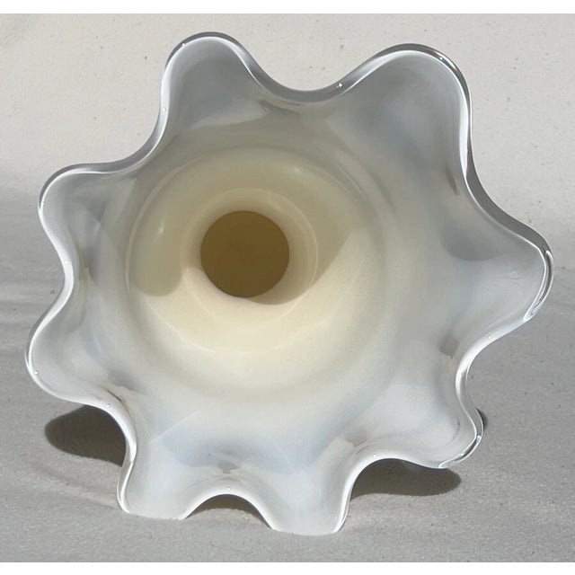 Glass Vintage Amelia Art Fluted Mouth Blown Handkerchief Vase For Sale - Image 7 of 10