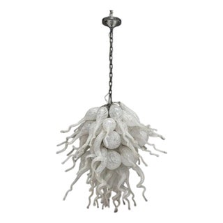 Large Vintage Murano Hand Blown Glass Chandelier, Italian Modern Lighting For Sale