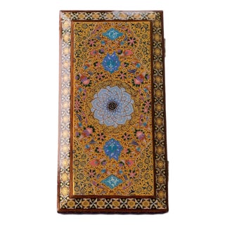 Floral Jewelry Box With Marquetry Border and Velvet Interior For Sale