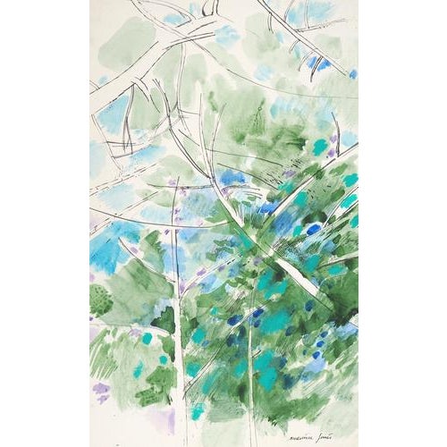 Contemporary Maurice Genis, Under the Shadow of the Tree, Original Watercolor, Gouache and Ink For Sale - Image 3 of 6