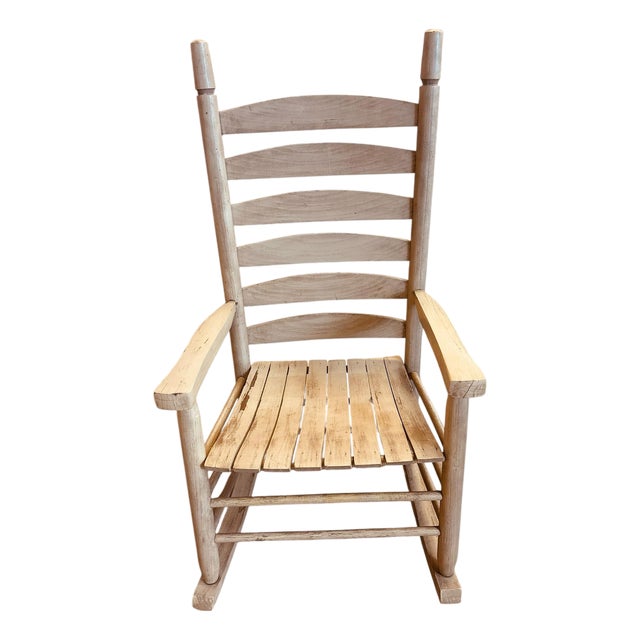 Late 20th Century Handcrafted Hickory Ladder Back Rocking Chair For Sale