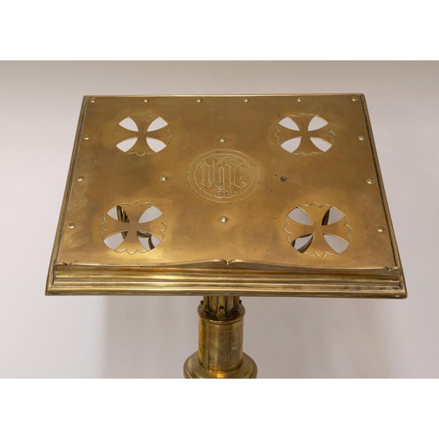 Late Victorian Brass Standing Church Gothic Lectern For Sale - Image 12 of 18