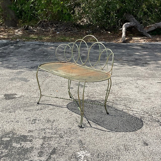 Vintage Boho Wrought Iron Loops Bench | Chairish