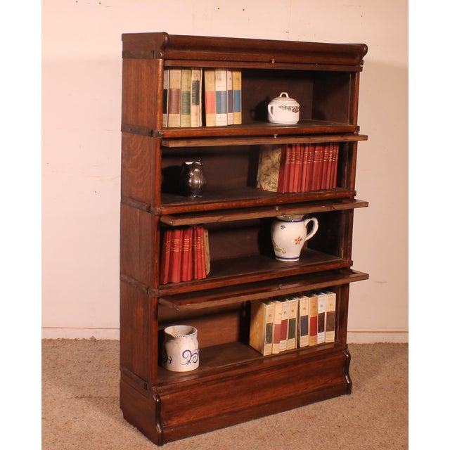 19th Century Modular Bookcase in Oak from Globe Wernicke, 1890s, Set of 4 For Sale - Image 5 of 11