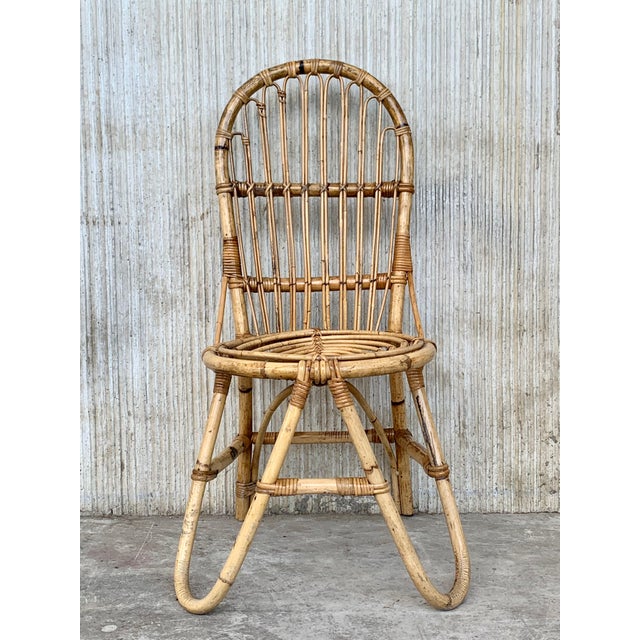 Set of Five French Bamboo and Rattan French Sculptural Dining Chairs circa 1970 For Sale - Image 18 of 18