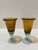 American Vintage Amber and Blue-Green Stemmed Goblets Hand Blown Art Glass Wine Glasses - a Pair For Sale - Image 3 of 6