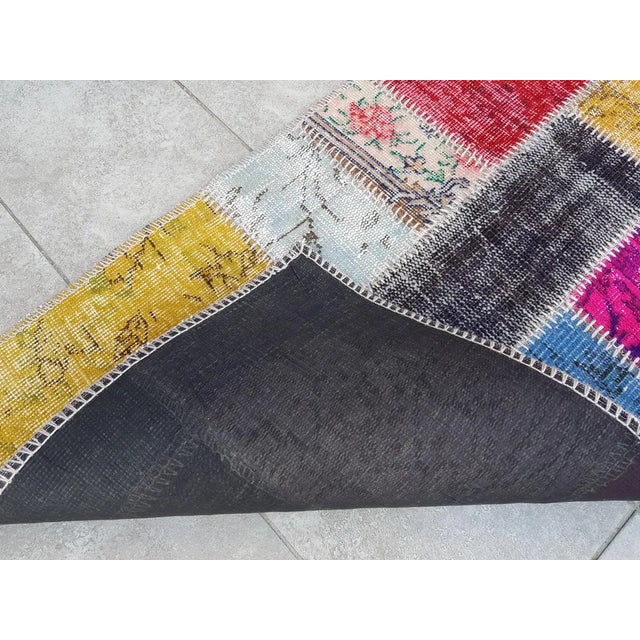 Black 1960s Anatolian Floral Kitchen Decor Runner For Sale - Image 8 of 10