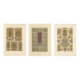 Albert Racinet, Renaissance Ornament Plates, 1873, Lithograph, Set of 3 For Sale
