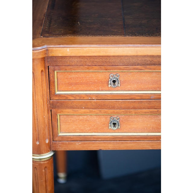Early 20th Century Louis XVI Style Writing Table or Desk of Walnut With Leather Top From France For Sale - Image 5 of 16