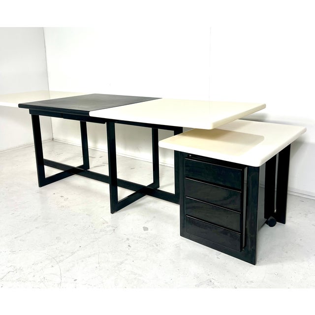 Mid-Century Black Leather Desk by Francesco Soro for ICF, Italy, 1970s For Sale - Image 9 of 9