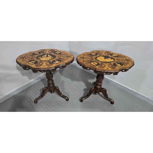 Black Forest Inlaid Lamp Tables, 1880, Set of 2 For Sale - Image 9 of 13