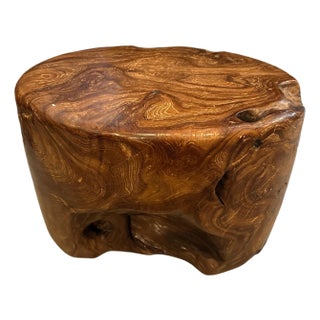 Andrianna Shamaris Impressive Round Teak Wood Coffee Table or Side Table For Sale