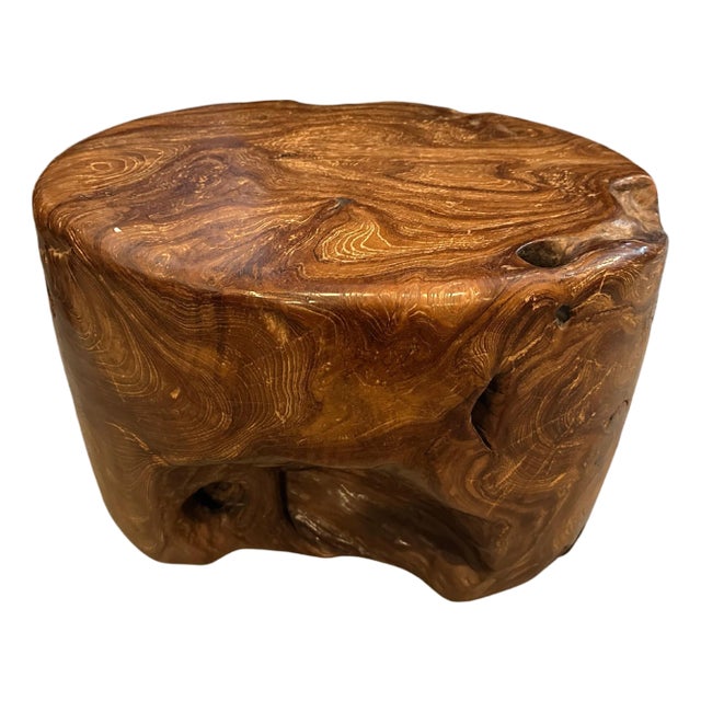 Andrianna Shamaris Impressive Round Teak Wood Coffee Table or Side Table For Sale