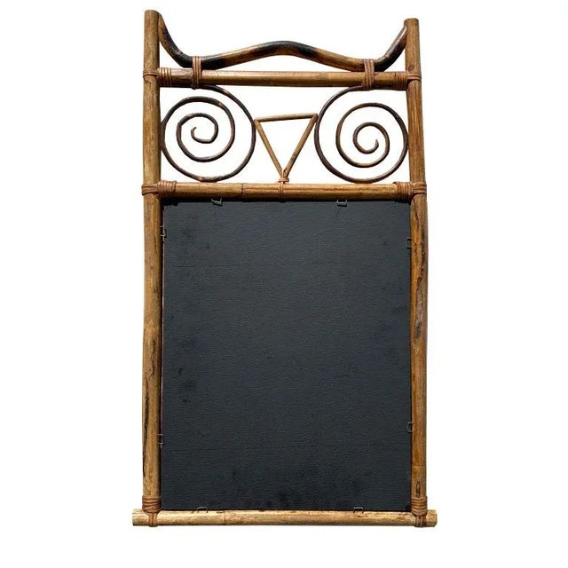 Vintage Italian Torched or Tortoise Bamboo Wall Mirror - 1970s Italy For Sale In Oklahoma City - Image 6 of 6