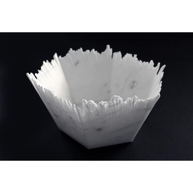 Drap B Hexagonal Decorative Bowl in White Carrara Marble by Bufalini Marmi For Sale - Image 9 of 18