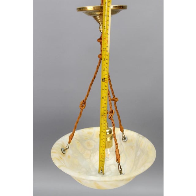 French Art Deco Cream-Colored Alabaster Pendant Light, 1930s For Sale - Image 12 of 18