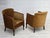 1960s, pair of Danish armchairs. Original green furniture velour, ash wood legs and armrests, brass springs in the seat....