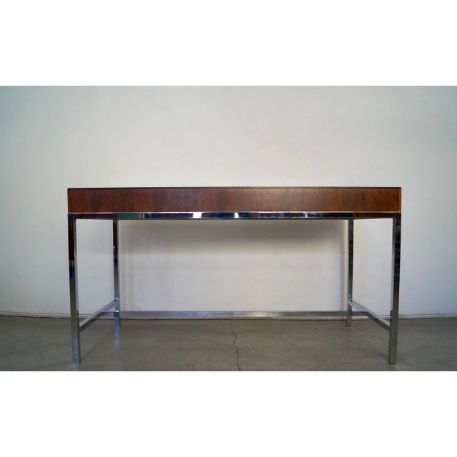 1960s 1960’s Mid-Century Danish Modern Milo Baughman Style Rosewood & Chrome Desk For Sale - Image 5 of 12