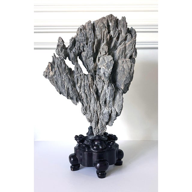 White Chinese Scholar Ying Stone on Stand with Collector Seal For Sale - Image 8 of 12