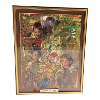 Late 20th Century "Garden of Hope" Mixed-Media Painting by Charly Palmer, Framed For Sale