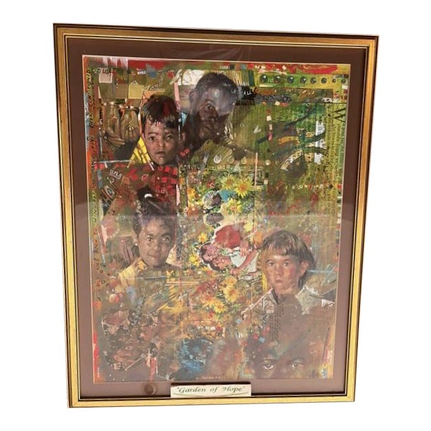 Late 20th Century "Garden of Hope" Mixed-Media Painting by Charly Palmer, Framed For Sale