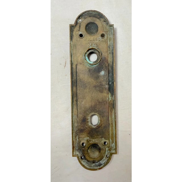 Antique Ornate Russwin Rolan 903 Thick Bronze Front Door Handle Plate Hardware For Sale In New York - Image 6 of 9