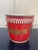 French Red & Gold Tole Cachepot With Lion Head Handles and Pierced Gallery Rim For Sale - Image 4 of 8