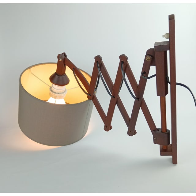 Scandinavian Scissor Lamp in Teak, 1960s For Sale - Image 11 of 11