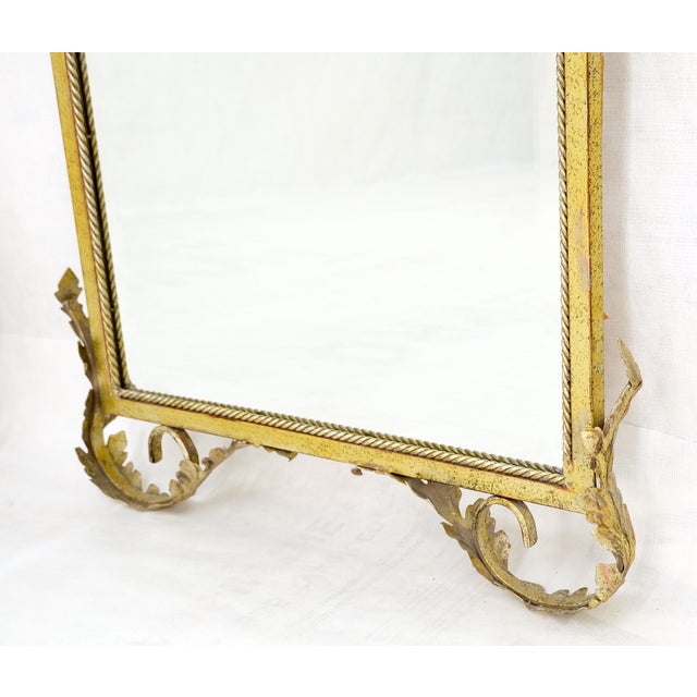 Pair of Regency Style Gilt Metal Rectangle Wall Mirrors Mint! For Sale - Image 6 of 10