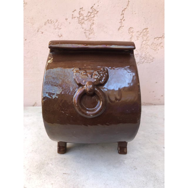 Brown Large 19th French Jardiniere With Horses & Barnyard Albert Lebarque For Sale - Image 8 of 11