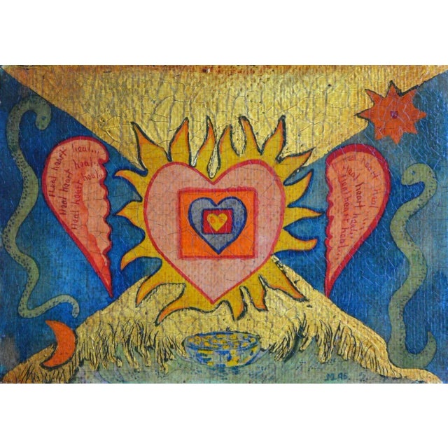 Modern Martine Barnard Heal Heart Heal. Contemporary Mixed Media Painting 1996 For Sale - Image 3 of 3