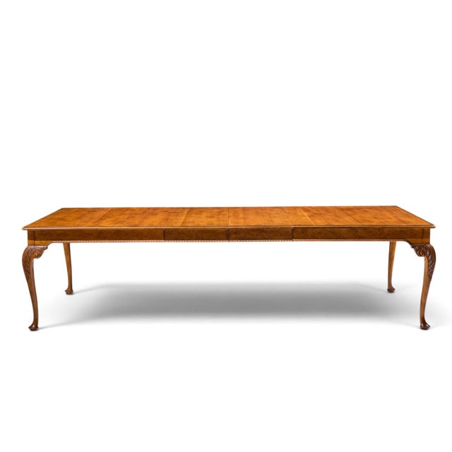 Baker Furniture Stately Homes Queen Anne Walnut Expanding Dining Table With 3 Leaves For Sale - Image 13 of 17
