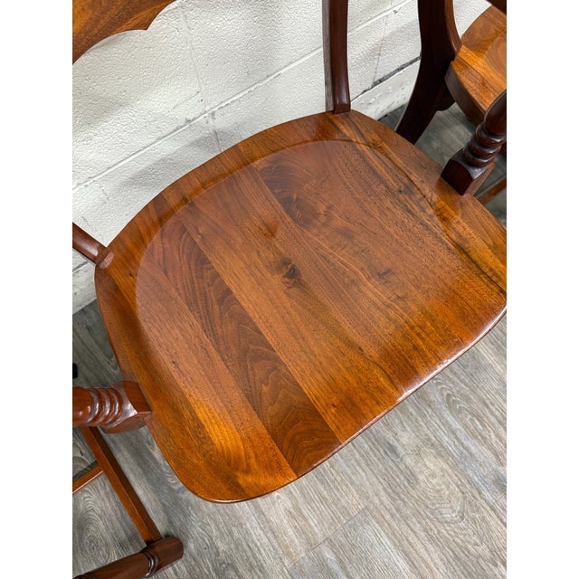 Vintage Colonial Revival Early American Style Walnut Dining Chairs - Set of 6 For Sale - Image 4 of 15