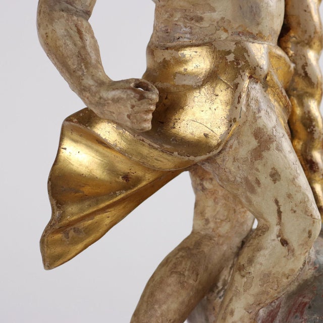 Torch Holder Putto in Wood For Sale - Image 5 of 8