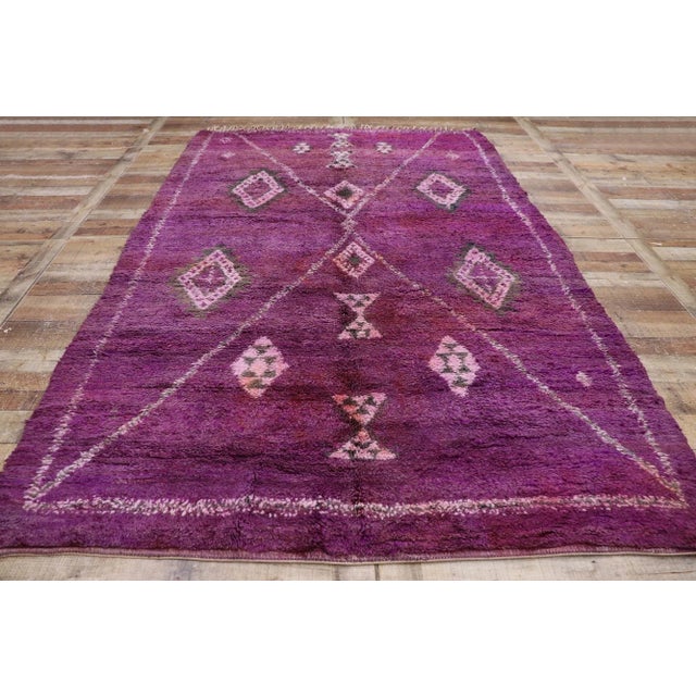 Late 20th Century Vintage Purple Beni Mrirt Moroccan Rug - 06'00 X 09'09 For Sale - Image 5 of 9