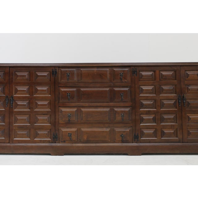 Brown Vintage Brutalist Spanish Credenza, 1970s For Sale - Image 8 of 10