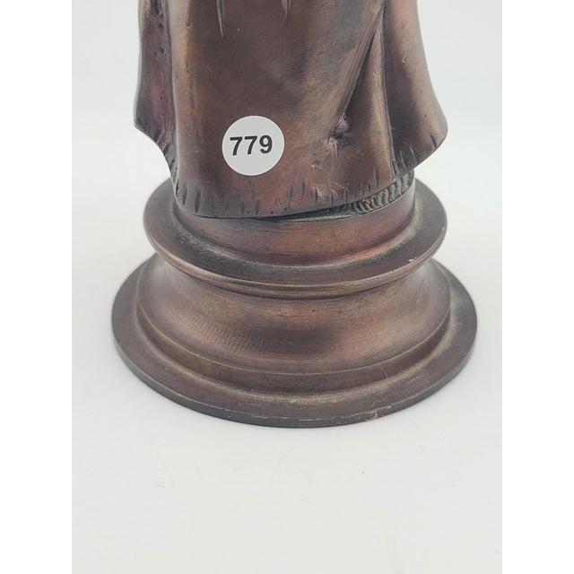 Antique French Bronze Peasant Girl Figurine c.1900 Art Nouveau 8” Statue For Sale - Image 12 of 15