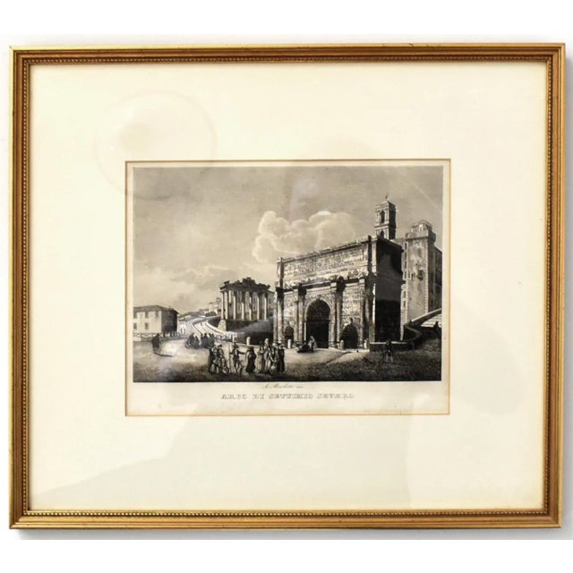 Antique 19th-Century Italian Engraving of the Arch of Septimus Severus For Sale - Image 4 of 4