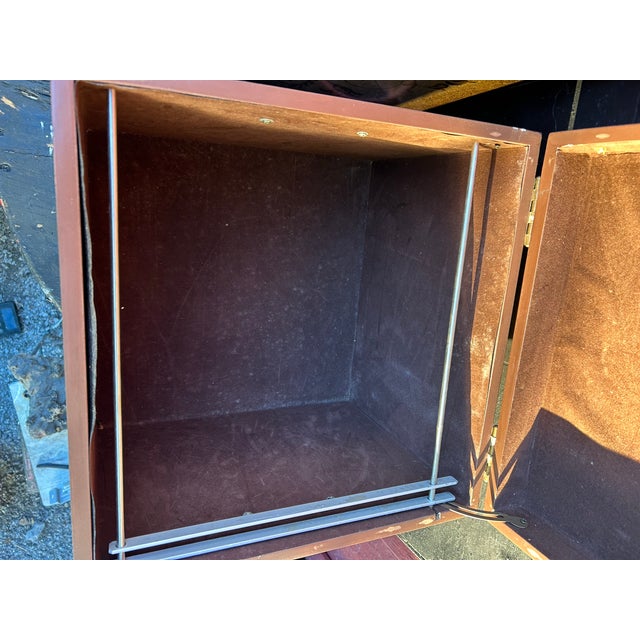 Mid-Century Modern Vintage Mid-Century Italian Florentine Style 16” Square Wooden Hanging File Boxes With Velveteen Interiors - A Pair For Sale - Image 3 of 10