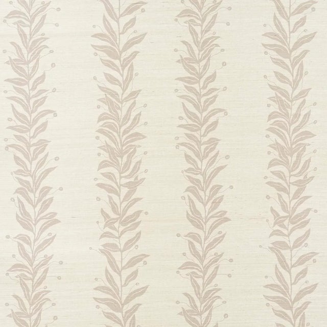 Schumacher x Marian Mcevoy Tendril Stripe Sisal Wallpaper In Natural For Sale