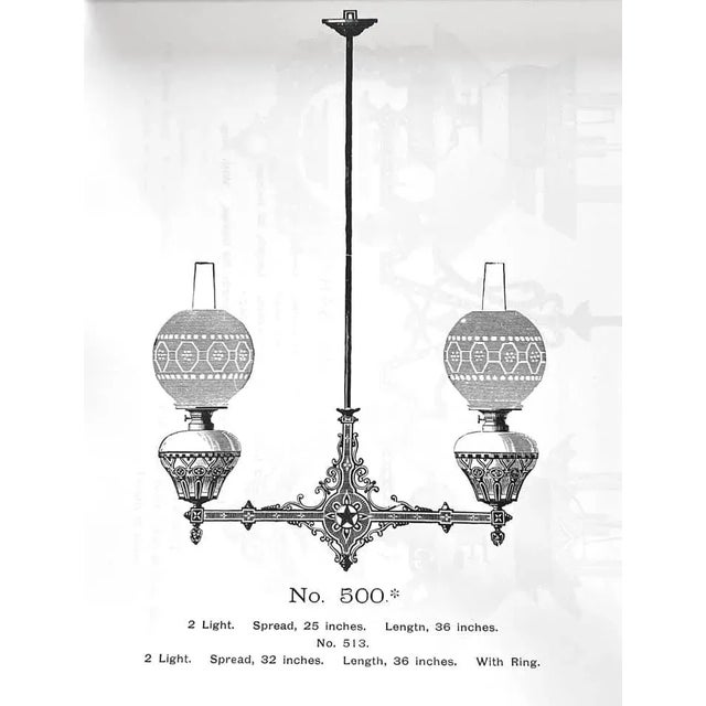Silver 1884 Bradley and Hubbard Hanging Electrified Oil Lamp Chandelier For Sale - Image 8 of 8