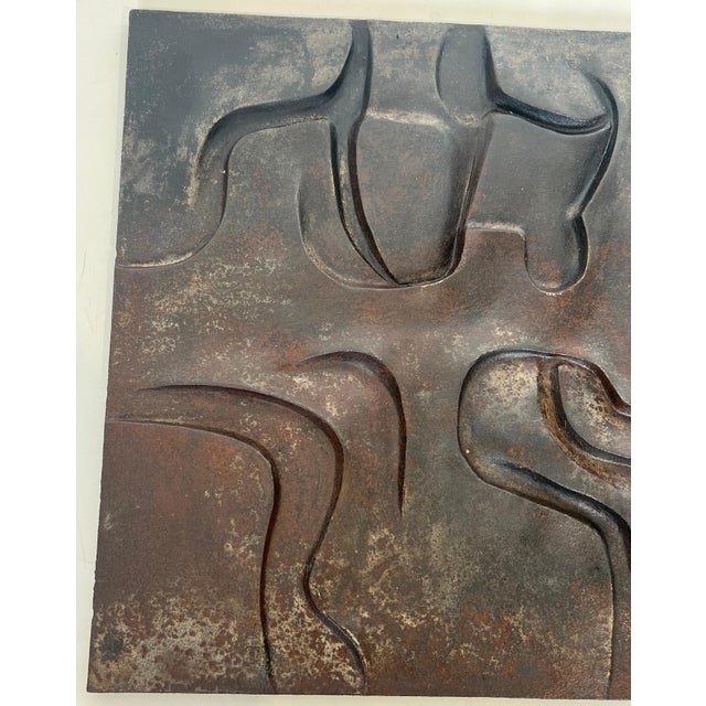 Modernist cast iron fireback. French work. Circa 1970 For Sale - Image 4 of 12