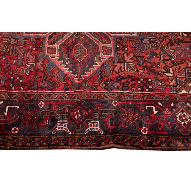 Vintage Persian Heriz Handmade Wool Rug, 7'3" X 9'10" For Sale - Image 10 of 13