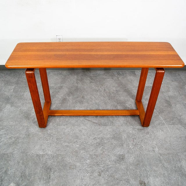 1960s Mid Century Modern Console Table Teak Solid Wood Denmark Vintage Rectangular MCM For Sale - Image 5 of 12