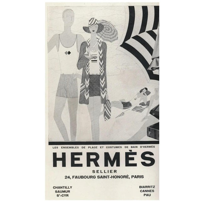 Hermès 1929 Original French Hermès Beach Fashion Print For Sale - Image 4 of 4