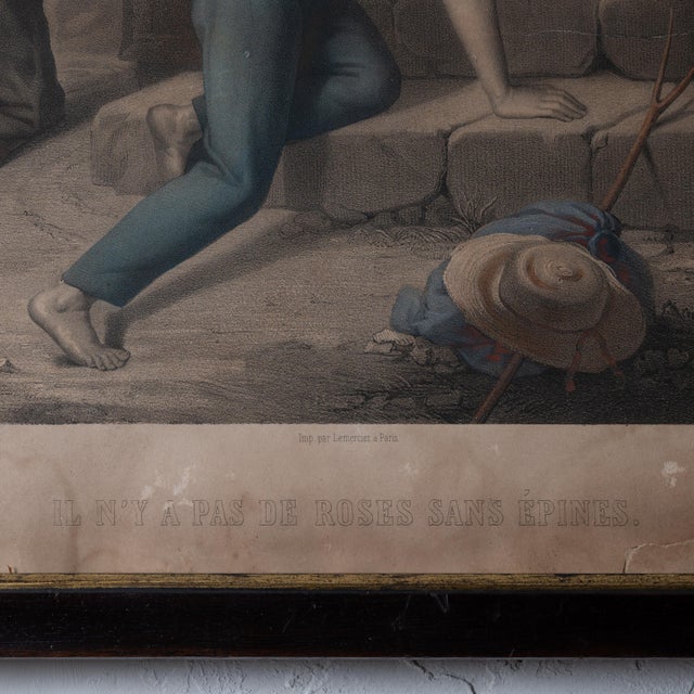 Mid 19th Century Every Rose Has a Thorn - French Lithograph, C.1860s For Sale - Image 5 of 6