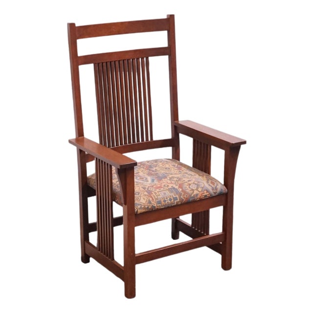 Canal Dover Solid Quarter Sawn Oak Contemporary Mission Style Dining Arm Chair For Sale
