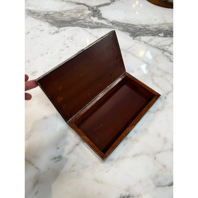 Vintage Silverplate Box With Malachite Inlay Lid For Sale - Image 4 of 5